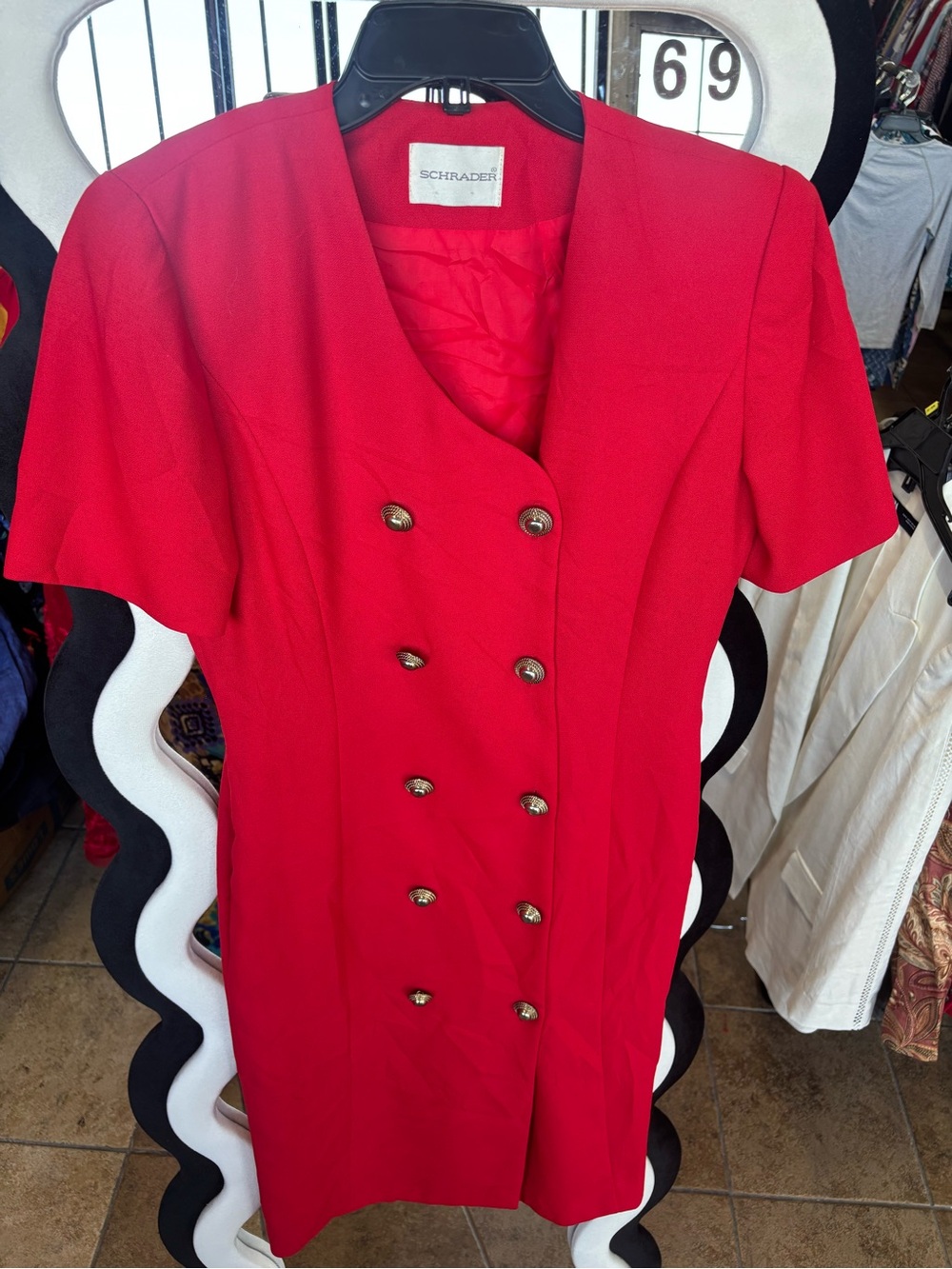 Schrader Red Double-Breasted Midi Dress